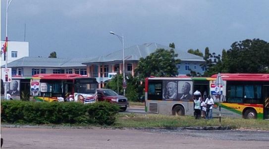 Mahama's image on MMT bus covered with NPP flag