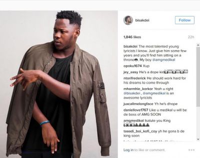 You are the youngest lyricist I know - Bisa Kdei tells Medikal