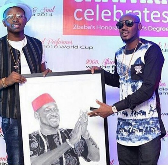 Nigerian artiste, Fola David got a chance to present @official2baba with this amazing portrait from 2Baba's Campari shoot