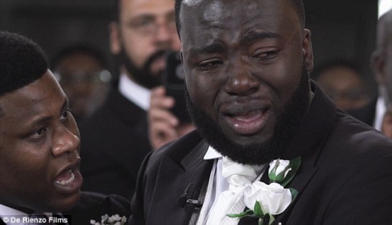 Groom can’t control his tears as he sees his bride walk up the aisle