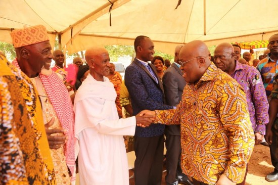 President Akufo-Addo exchanging pleasantries with residents of Dormaa