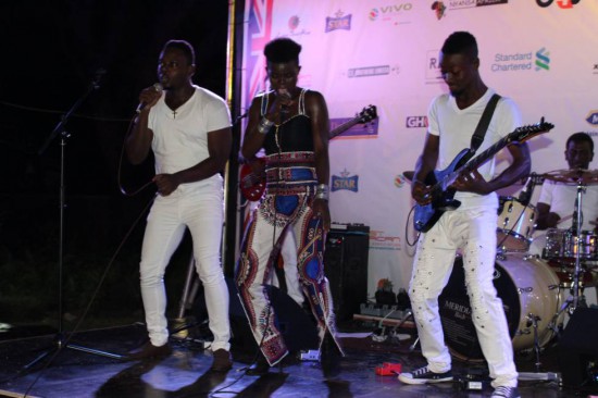 Wiyaala performing with her band