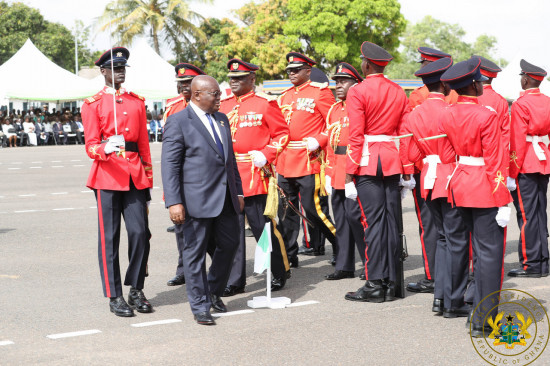 President Akufo-Addo on his way to inspecting the Guard of Honour