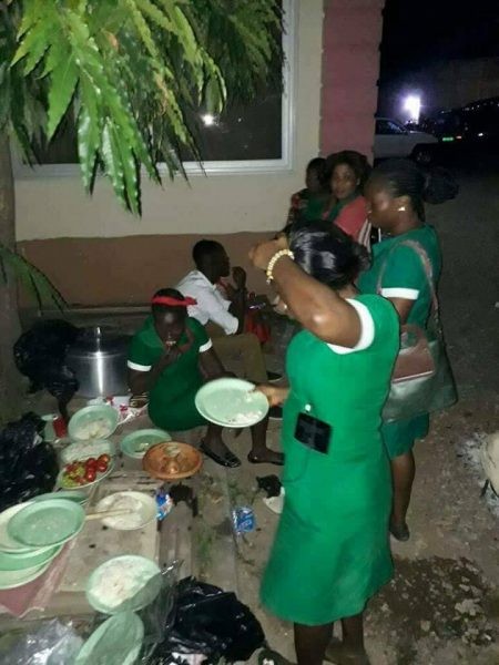 The nurses cook and eat at the premises.