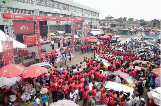 An aerial view of the stage at Kaneshie market