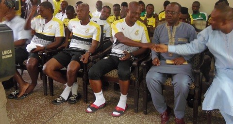 The technical team of the Black Stars with GFA president Kwesi Nyantakyi