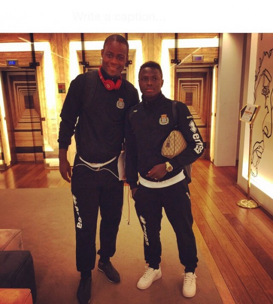 Ghana defender Samuel Inkoom with his team mate