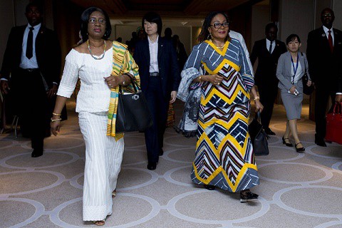 Wive of Ghana's Ambassador to Japan, Mrs. Parker- Allotey with Lordina Mahama