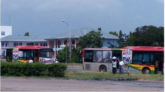 Mahama's image on MMT bus covered with NPP flag