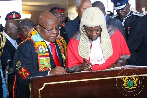 Speaker of Parliament, Prof. Mike Ocquaye with Justice Atuguba