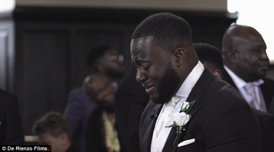 Groom can’t control his tears as he sees his bride walk up the aisle