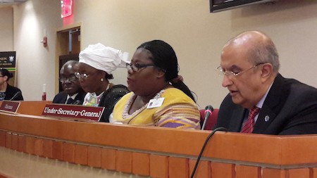 Nana Oye Lithur, Ghana’s Minister of Gender, Children and Social Protection; flanked by Mr Maged Abdelaziz , Special Adviser to the Secretary-General on Africa; and Dr Fatimata Dia Sow, ECOWAS Commissioner for Social Affairs and Gender